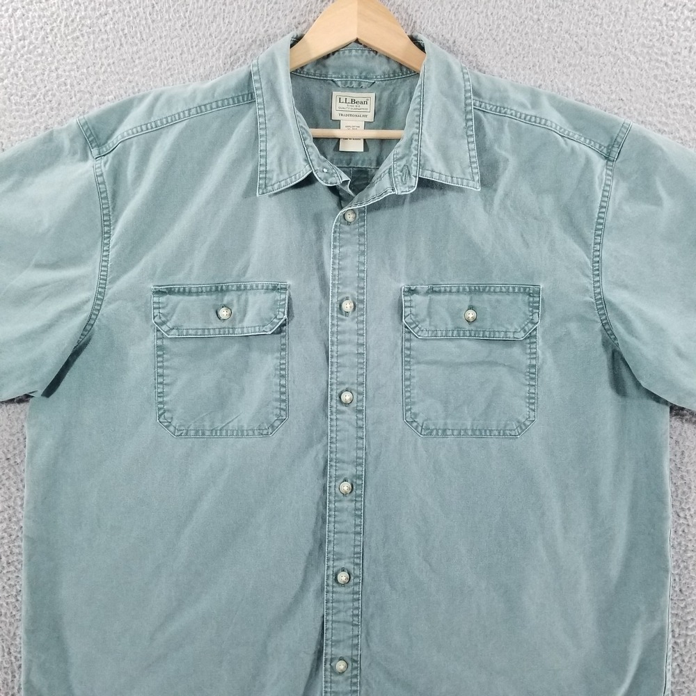 LL Bean Shirt XL Sunwashed Canvas Traditional Fit Outdoor Field Workwear Utility
